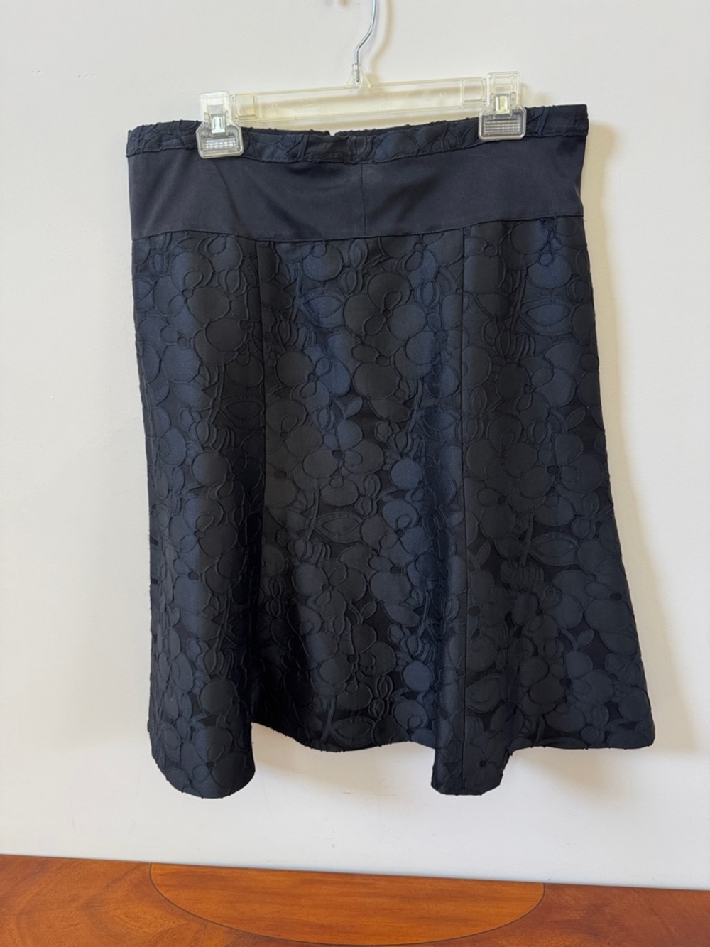 J. Crew Black A-Line Floral Jacquard Skirt,NWOT
